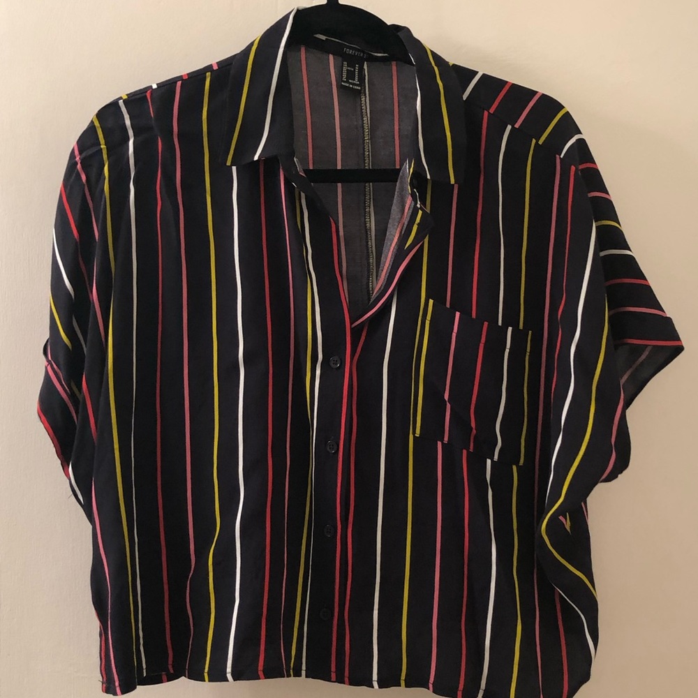 Forever 21 Collared crop top stripes